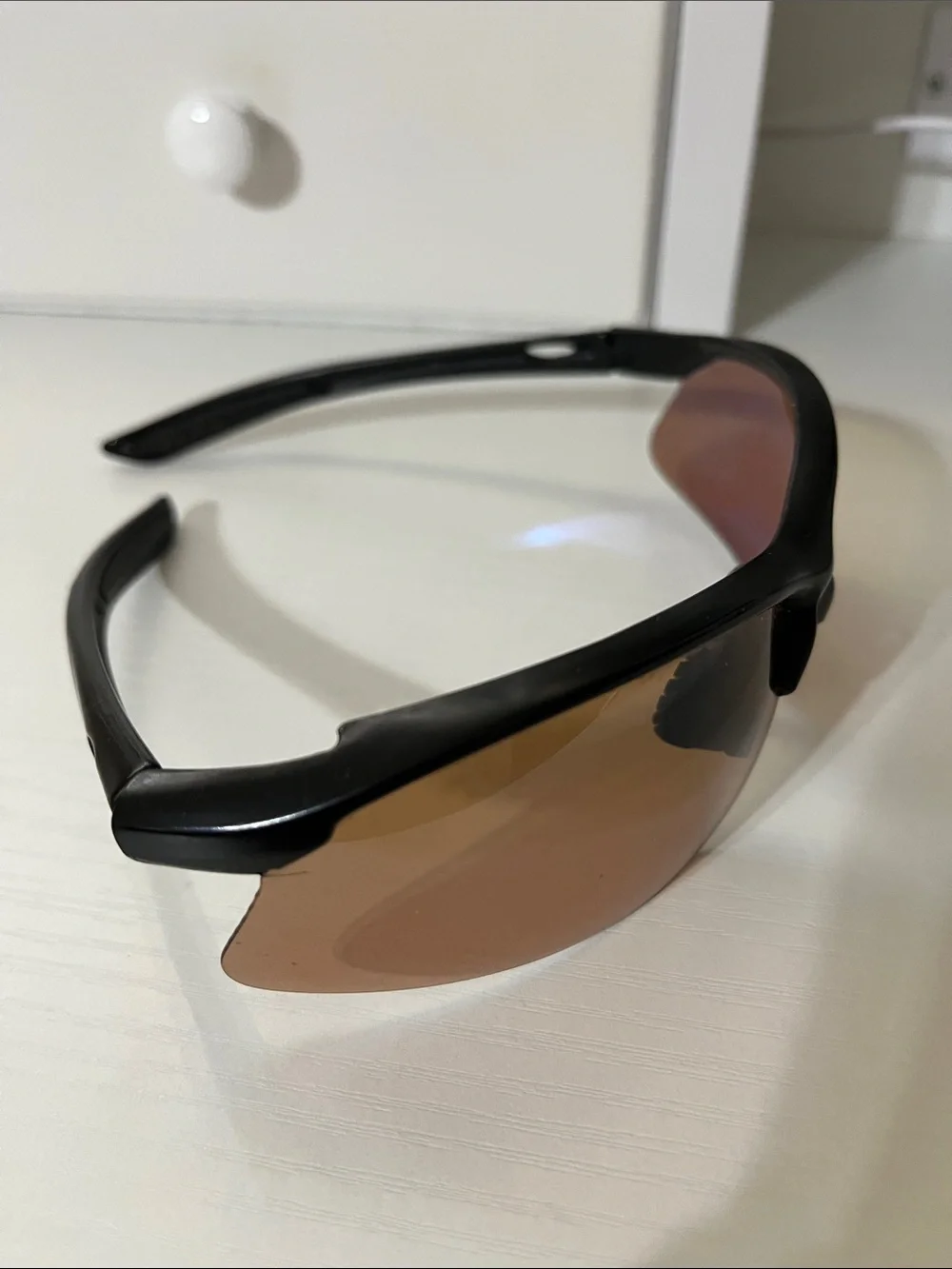 Men's Sport Wrap Sunglasses - Black Frame with Brown Lenses